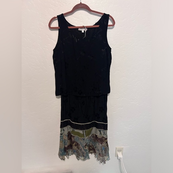 Spencer Alexis VTG 90's 2 piece set Womens Med Black Top & Maxi Skirt Boho Lace - Picture 1 of 7